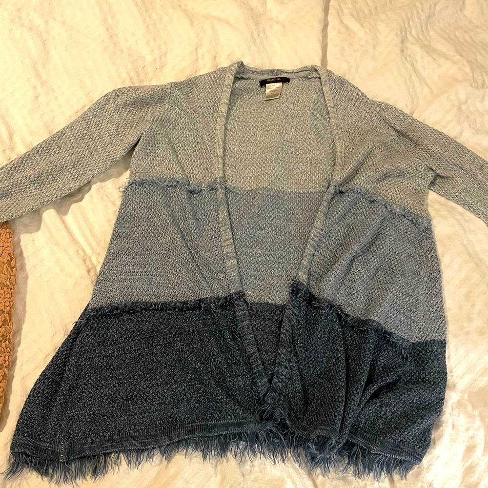Style and co size small blue ombré sweatshirt - waterfall cardigan
